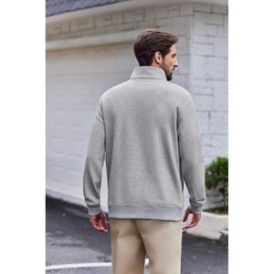FOXA Mens Quarter Zip Pullover Long Sleeve Sweatshirt With Pockets Thermal Midweight Relaxed Fit - Product Image 2