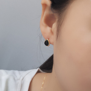 Số lượng lớn bán buôn vàng mạ đồ trang sức mỹ Mã Não Ánh sáng sang trọng Stud 925 Sterling bạc đen <span class=keywords><strong>Onyx</strong></span> Đá Quý Bông tai - Product Image 6