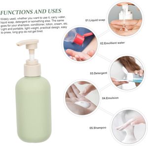 Bouteille cosmétique cylindrique en plastique vert HDPE, pompe à eau, shampooing, lotion, vaporisateur, gel douche, 200/260/300/400/500ML - Product Image 6