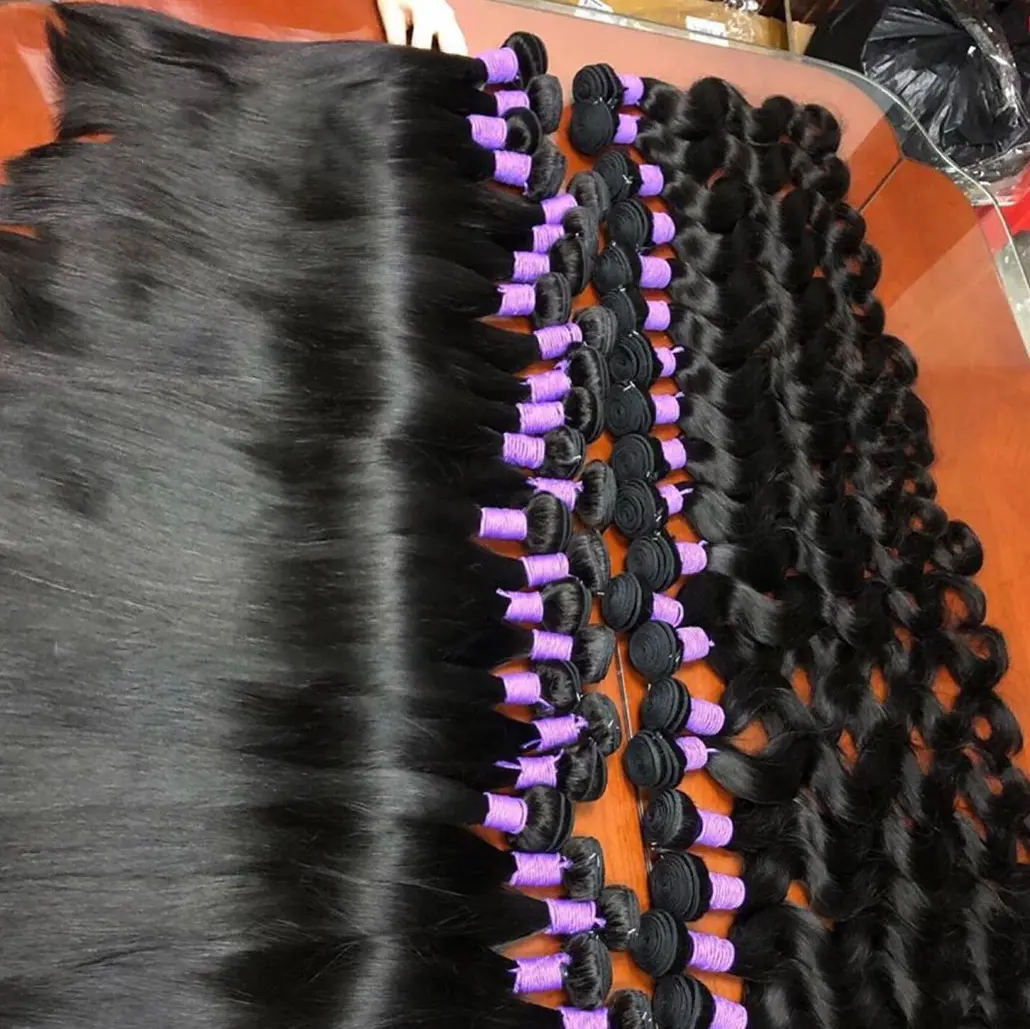 Бразильские поставщики необработанных волос, бесплатные образцы пучков с застежкой, HD фронтальные человеческие волосы для наращивания, выровненные кутикулы пряди волос