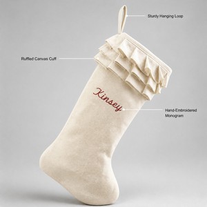 Chaussette <span class=keywords><strong>de</strong></span> Noël en toile vide réutilisable avec monogramme et volants, vente en gros <span class=keywords><strong>de</strong></span> mode - Product Image 3