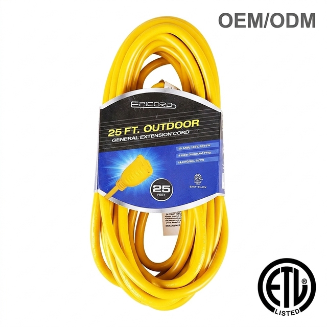 16/3 SJTW Indoor Outdoor Extension Cord 50FT Medium Duty 3 Prong NEMA 5-15P Flexible Power Cable for Lawn Mower Christmas Light