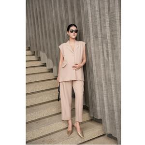 Pantalon fuselé ample en laine pour femme, taille élastique, été, 78% polyester, 18% rayonne, 4% élasthanne, fabriqué au Vietnam - Product Image 1