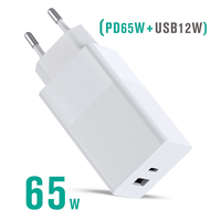 Sortie USB PD 65W Chargeur rapide PC Protection intelligente ignifuge EU US Adaptateur secteur pour téléphone de voyage Type C Port de charge rapide