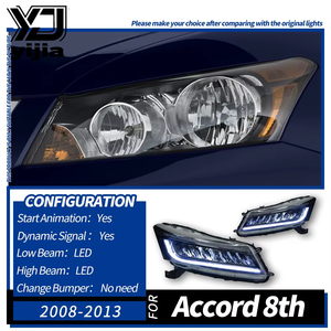 ชุดไฟหน้า LED 12V 30W สำหรับรถยนต์ Honda <span class=keywords><strong>Accord</strong></span> <span class=keywords><strong>G8</strong></span> รุ่นที่ 8 ปี 08-12 แบบดัดแปลงพร้อมไฟเลี้ยวทรงปีก อัพเกรด - Product Image 6