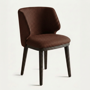 Silla de Comedor Moderna Tapizada en Naranja con Patas de Madera, Silla de Diseño con Tela de Terciopelo Cómoda para Comedor, Restaurante y Hogar - Product Image 5