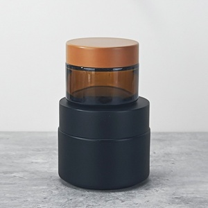 Contenants de luxe pour crème de soin de la peau, 1 oz, 2 oz, 30 ml, 50 ml, 100 ml, personnalisés, en verre ambré givré mat noir, pots cosmétiques vides avec couvercles - Product Image 1