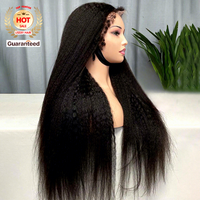 Meilleure vente 30 pouces cheveux brésiliens perruque de cheveux pré-plumés Transparent /HD Invisible dentelle Yaki droite 13x4 frontale dentelle perruques cheveux