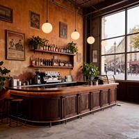 Comptoir de bar en bois massif de style médiéval pour les cafés, les restaurants BBQ, les caisses, les magasins de vêtements, les bureaux d'accueil - Sur mesure