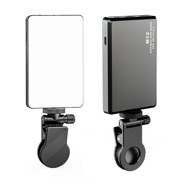 Dimmable M12 Mini Pocket Light Rechargeable LED Fill Light Video Conference Light for TikTok Selfie Laptop Computer Webcam