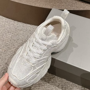 Nouvelles baskets compensées blanches premium 2026 avec strass, plateforme scintillante, style décontracté, chaussures de papa à paillettes - Product Image 5