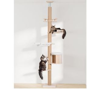 Árbol para Gatos Alto de Piso a Techo para Gatos Grandes, Poste Rascador, Cama Tipo Cueva Ajustable, Hamaca, Poste de Escalada para Gatos de Interior - Product Image 2