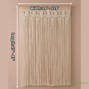 Décoration murale en coton faite à la main sur mesure, grande tapisserie suspendue, rideaux en macramé, rideau de porte pour salon - Product Image 4