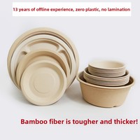 Assiettes et bols jetables en fibre de bambou biodégradables épaissis, style japonais, origine Chongqing, pour barbecue et plateaux à gâteaux