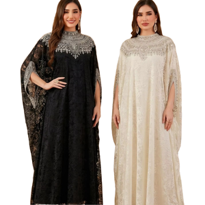 Elegante Vestido Casual de Lujo con Cuentas de Cristal para Verano y Otoño, Vestido de Noche para Mujer, Manga Murciélago, Holgado, de Gasa, Largo, Abaya Musulmana - Product Image 1