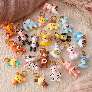 Animal Kawaii |   Abalorio de Animal Esmaltado en Latón Chapado en Oro de 18K para la Fabricación de Joyas |   Colgante de Animal de Dibujos Animados - Product Image 5