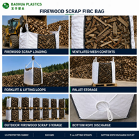 Sac de stockage pour bûches en bois 1000 kg, sac de bois de chauffage ventilé, sac jumbo FIBC, traité anti-UV, réutilisable, robuste, saco de lena