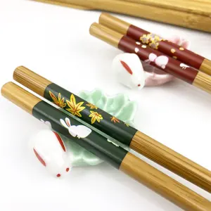 Kitchen Tableware Decor Ceramic Colorful Rabitt Chopsticks Holder Spoon Fork Chopstick Rest Stand