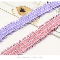 Accessoire de costume de danse, garniture élastique perlée à trois rangs de 3 cm, dentelle à sequins en polyester <6 mm, échantillon disponible en 7 jours