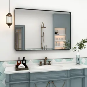 Farmhouse Home Decor Bathroom Wall Mirror Tempered Glasses Washroom Metal Frame Mirror