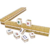 Tuiles de Mahjong en Acrylique Transparent Premium avec Paillettes Dorées, Épaissies, pour Jeu Manuel, Ensemble de Mahjong en Cristal pour Jeu de Table Domestique