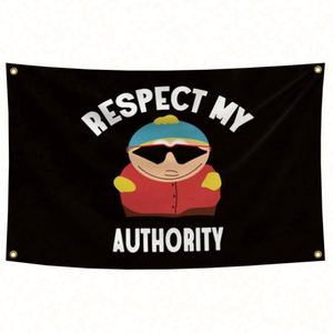 โรงงานขายส่งธงคุณภาพดี โพลีเอสเตอร์ 100D สีสันสดใส รุ่น Respect My Authority พร้อมป้ายโฆษณา - Product Image 4