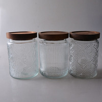Bocal de rangement avec couvercle en bois, boîte de rangement en verre Vintage avec sceau, design rétro pour comptoir de cuisine
