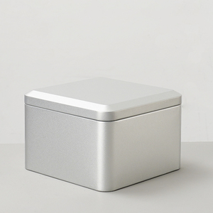 Bền Bán Buôn Tùy Chỉnh Bạc Vuông Kim Loại Lưu Trữ Hộp Thiếc Bao Bì <span class=keywords><strong>Container</strong></span> Nhà Máy Tái Sử Dụng Tổ Chức Cho Cookie Kẹo - Product Image 1