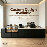 Comptoir de service moderne et écologique pour café, vitrine à pâtisserie en bois avec panneaux noirs, comptoir de caisse pour boulangerie-café