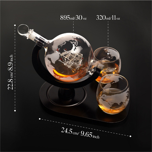 Ensemble de carafe à <span class=keywords><strong>whisky</strong></span> en verre globe classique NOVARE avec 2 verres gravés, capacité de 801 à 900 ml, pour <span class=keywords><strong>whisky</strong></span> et vin - Product Image 4