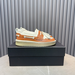 Men Orange White Bone Decor Leather Loafer Thick Sole Platform Casual Daily Street Walking Fashion Versatile Slip On Amiring - Product Image 1