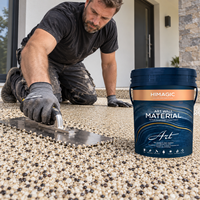 Revêtement décoratif perméable à l'eau en gravier lié à la résine, pavé de galets collé au polyuréthane transparent pour la cour de villa