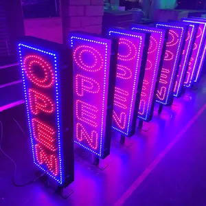 Açık Led açık mağaza tabela yanıp sönen Led animasyonlu İşaretler 16*42 inç yüksek parlak çift taraflı ekran