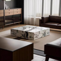 Table basse en pierre frittée durable et personnalisable de luxe avec un design moderne pour la décoration d'hôtel et de salon