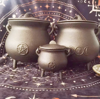 Grand pot en métal en forme de ventre Brûleur de chaudron magique du magicien WICCA Accessoires de cérémonie de sorcière Pot Décoration intérieure