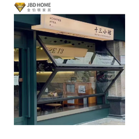 Fenêtre de service moderne en aluminium à ouverture verticale avec verre trempé et conception anti-pincement pour kiosque alimentaire ou café
