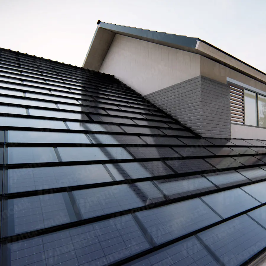hqmount new design solar panel roof tiles 22kw 35kw 55kw 75w solar energy BIPV solar pv roof tiles for house