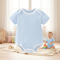 Combinaison bébé unisexe à manches courtes, col enveloppant, en coton tissé uni, boutonnée, couleurs contrastées, adorable barboteuse d'été
