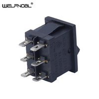 WELFNOBL Micro interrupteur à bascule marin de meilleure qualité KCD1 3 positions marche/arrêt DPST 6A 125V 10A 250V 6Pin interrupteur à bascule noir
