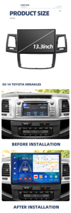 13,3 Zoll IPS/OLED Autoradio DSP Mirror Link für Fortuner/HILUX Revo <span class=keywords><strong>Vigo</strong></span> 2005-2014 Multimedia-Videoplayer Navigation GPS - Product Image 4