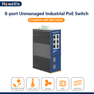 Howevis mới công nghiệp Ethernet chuyển đổi PoE 10/100Mbps Din Rail Mạng Thiết bị chuyển mạch 2x100m quang Port + 6x10/100M RJ45 - Product Image 2