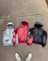 Sweats à capuche personnalisés en coton épais et épais délavés à l'acide avec fermeture éclair veste à capuche vintage délavée Streetwear