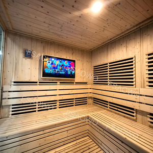 ซาวน่าขนาดใหญ่พร้อมโต๊ะรูปตัวยูเฮมล็อกรูปตัวยูเปลญวนห้องซาวน่าแบบม้วนได้แสงไฟดาวพร้อมบลูทูธจอใหญ่ - Product Image 3