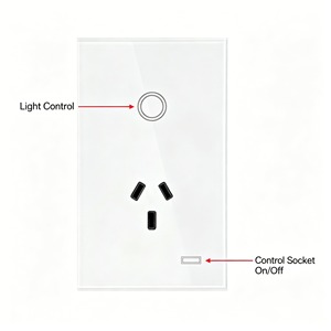 Presa Intelligente Argentina Standard Australiano con Vetro Temperato e Interruttore Touch 1/2 Gang, Controllo Remoto Tuya, Spina AU - Product Image 2