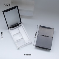 Étui à fards à paupières transparent noir en ABS recyclable avec 4 trous et fente pour pinceau, logo personnalisé, miroir inclus pour outils de maquillage