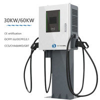 Chargeur rapide DC mural 30kW-60kW avec connecteur CCS2 CHAdeMO pour lieu de travail et petit bureau