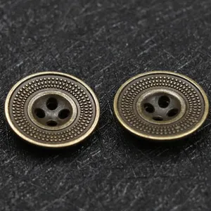 Hot Selling Pockmarked Flat 4-hole Antique Copper Zinc Alloy Buttons For Denim And Leather Clothing