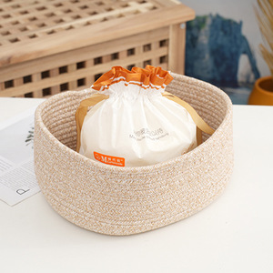 Set di Tre Cesti Portaoggetti Moderni Rettangolari Intrecciati, 100% Cotone Ecologico, Design Flessibile per Scrivania, Giocattoli, Comodino e Oggetti Vari - Product Image 4