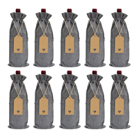 10Pc 35*15cm poche à cordon en lin, sac à vin en lin + ensemble d'étiquettes, sac à bouteille de vin, sac de dégustation à l'aveugle