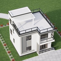 Villa préfabriquée à toit plat duplex, villa à deux étages, maison mitoyenne